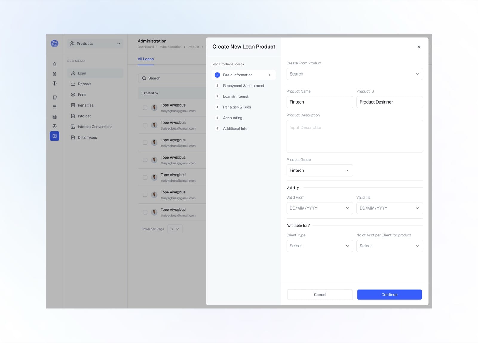 Create Loan Products 1