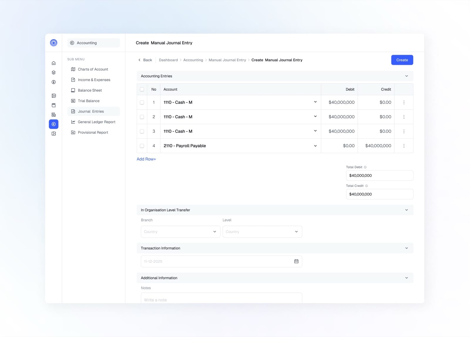Create Manual Journal 2