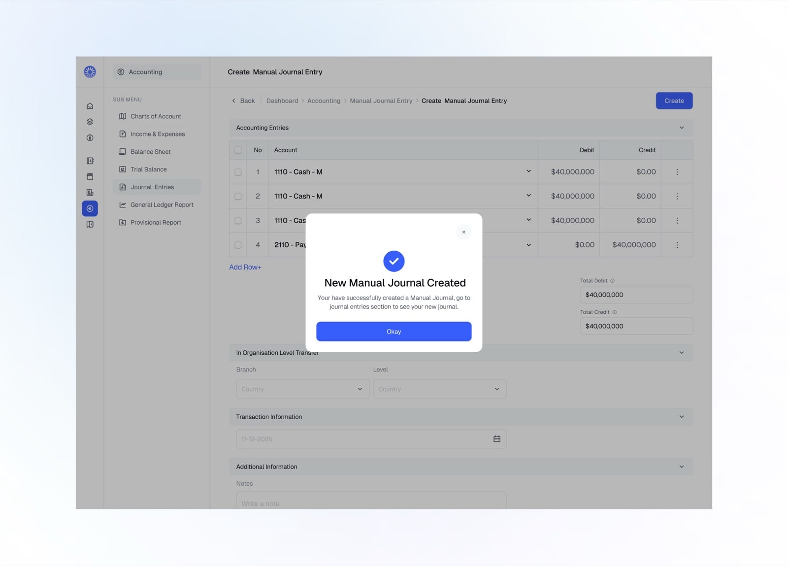 Create Manual Journal 3