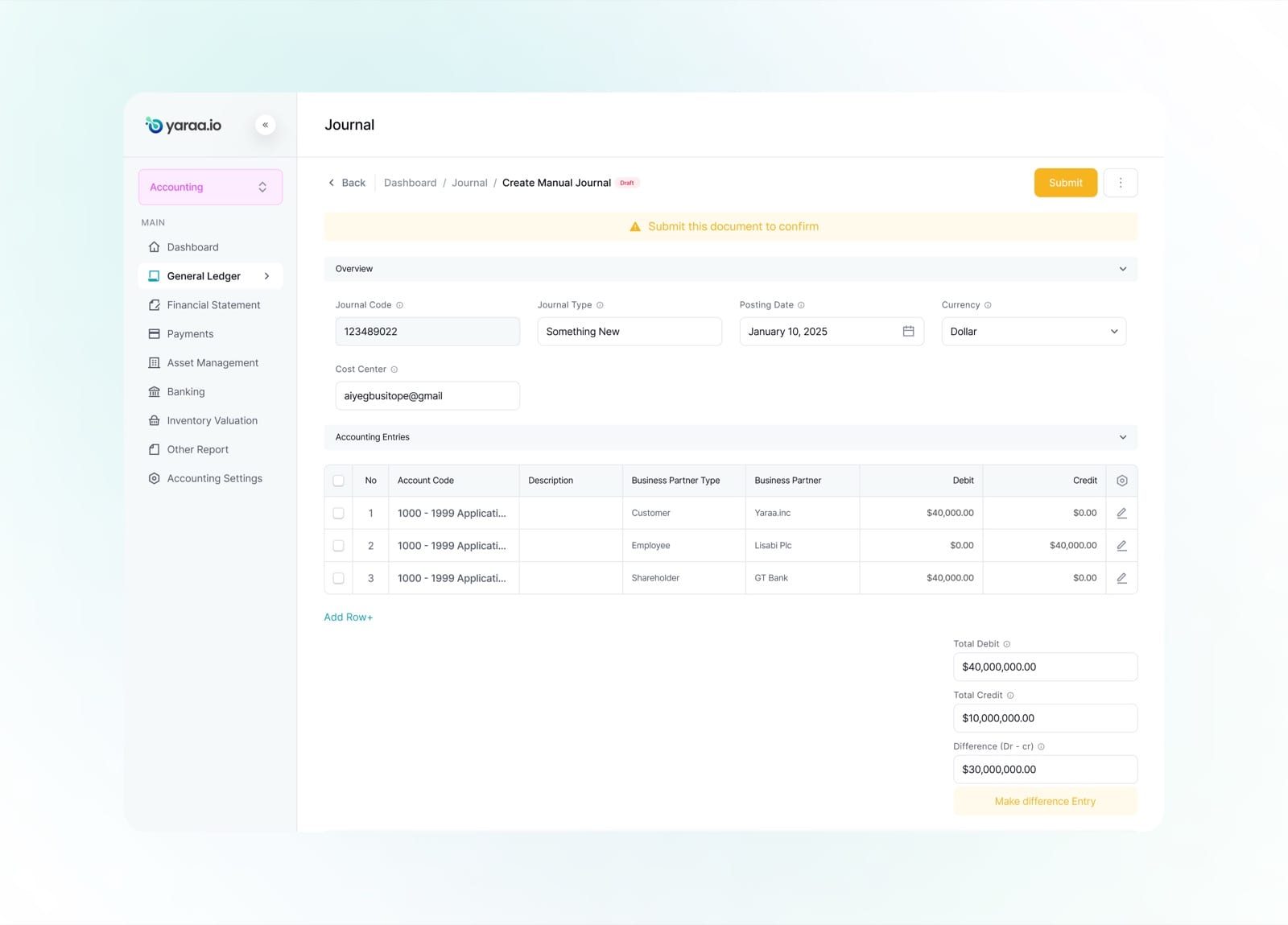 Create General Ledger 5
